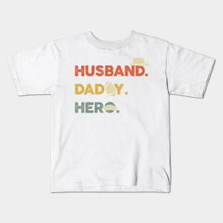 Husband Daddy Protector Hero Gift For Dad Fathers Day Bday Kids T-Shirt